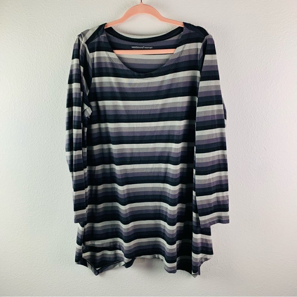 Westbound Woman Striped Long Sleeve Top